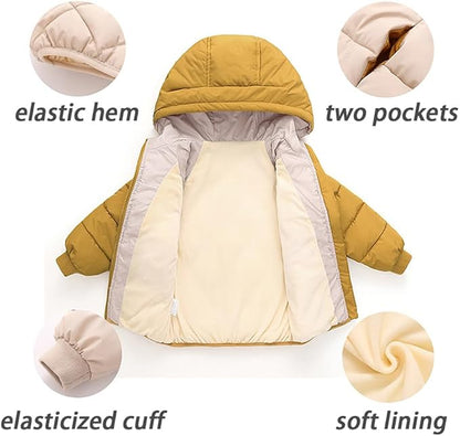 Curipeer Kids Winter Jacket Front Zip Warm Snow Wear Toddler Outer Clothing 2-8T