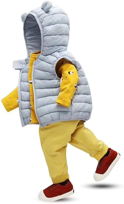 AIWUHE Baby Boys Girls Hooded Puffer Vest Winter Lightweight Sleeveless Bear ears Zipper Up Jacket