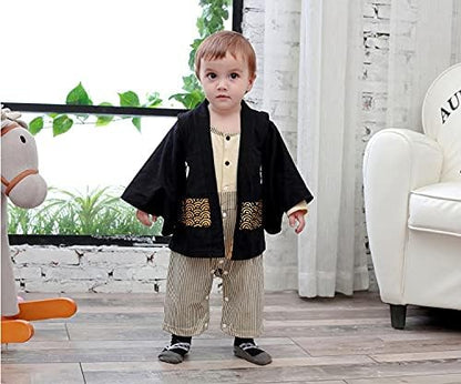 Baby Boy Kimono Romper Suit Japanese Costumes Infant Cotton Samurai Outfits