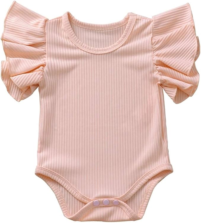 Newborn Infant Baby Girl Solid Ruffle Romper Bodysuit Jumpsuit Casual Clothes One Piece Outfit