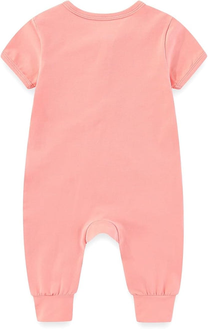 2 Pack Unisex Baby Short Sleeve Rompers 2 Way Zipper New Born One-Piece Jumpsuits 0-24Months Infant Outfits