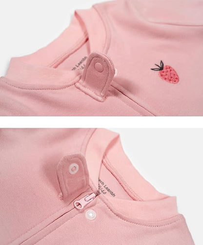 Teach Leanbh Baby 2-Pack 100% Cotton Romper Jumpsuits Two Way Zipper Long Sleeve Footless Sleep and Play