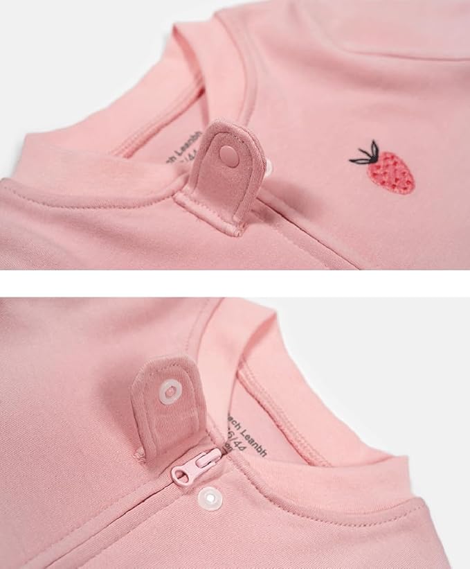 Teach Leanbh Baby 2-Pack 100% Cotton Romper Jumpsuits Two Way Zipper Long Sleeve Footless Sleep and Play