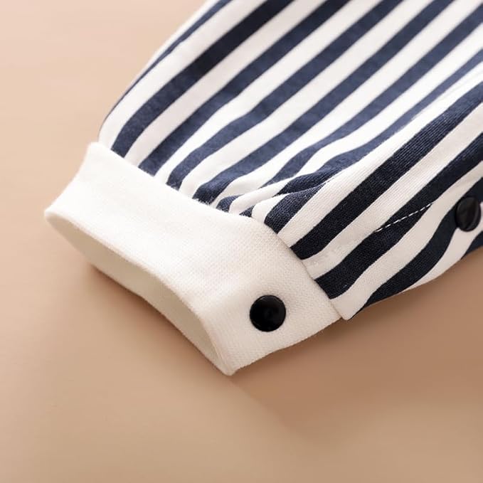 HUAANIUE Newborn Baby Boys Gentleman Romper One Piece Long Sleeve Bowtie Outfit Formal Wear Tuxedo Suit