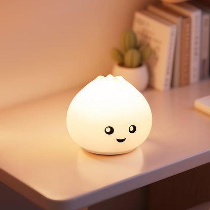 Night Light for Kids, Rechargeable Dimmable Silicone LED Nightlight with 7 Colors, Baby Nursery Night Lamp, Touch Squishy Lamp, Cute Gifts for Girls, Boys, Toddler Room Decor, Dumpling
