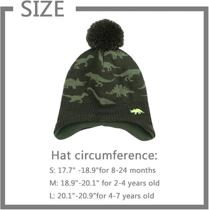 JANGANNSA Knitted Baby Hat Scarf Set Winter Warm Boys Girls Beanie Fleece Lining Toddler Kids Hats with Pompom