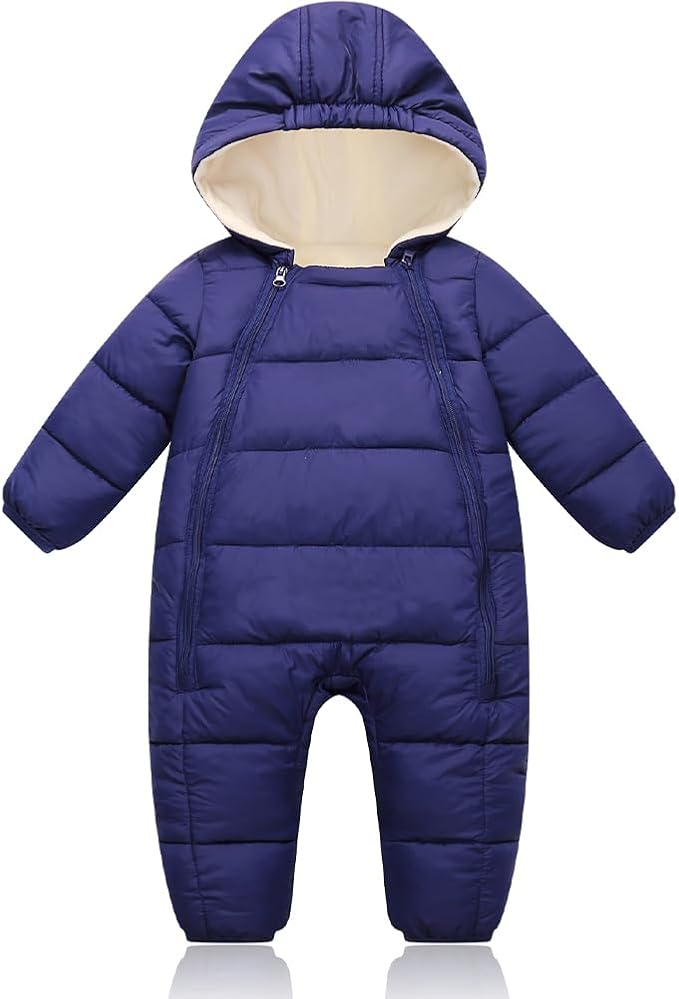 Infant Toddler Snowsuit Cute Newborn Winter Coat Warm Hooded Jumpsuit for Boys Girls 0-24 Months