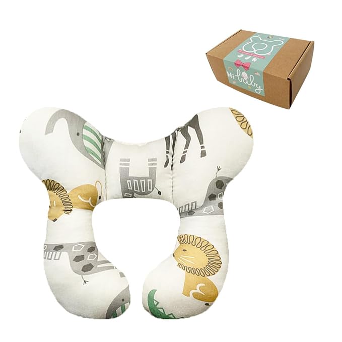 Baby Neck Pillows, Comfortable Baby Travel Head Neck Support Pillow for Car Seat Stroller Pushchair, Soft PP Cotton Travel Pillow for 0-2 Years Old Toddler Infant Newborn, Zoo