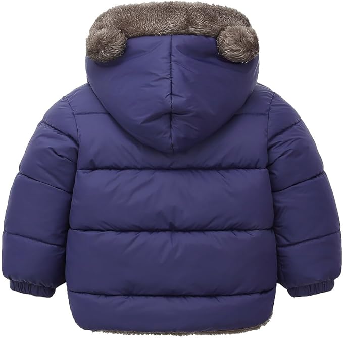 Happy Cherry Baby Boys Girls Puffer Jacket Hooded Coat Fleece Liner Elastic Cuffs Outerwear 12Mon-5T