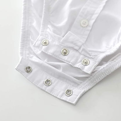 MOMOLAND Infant Baby Boys Woven Button Up Bodysuit Shirt With Bow Tie