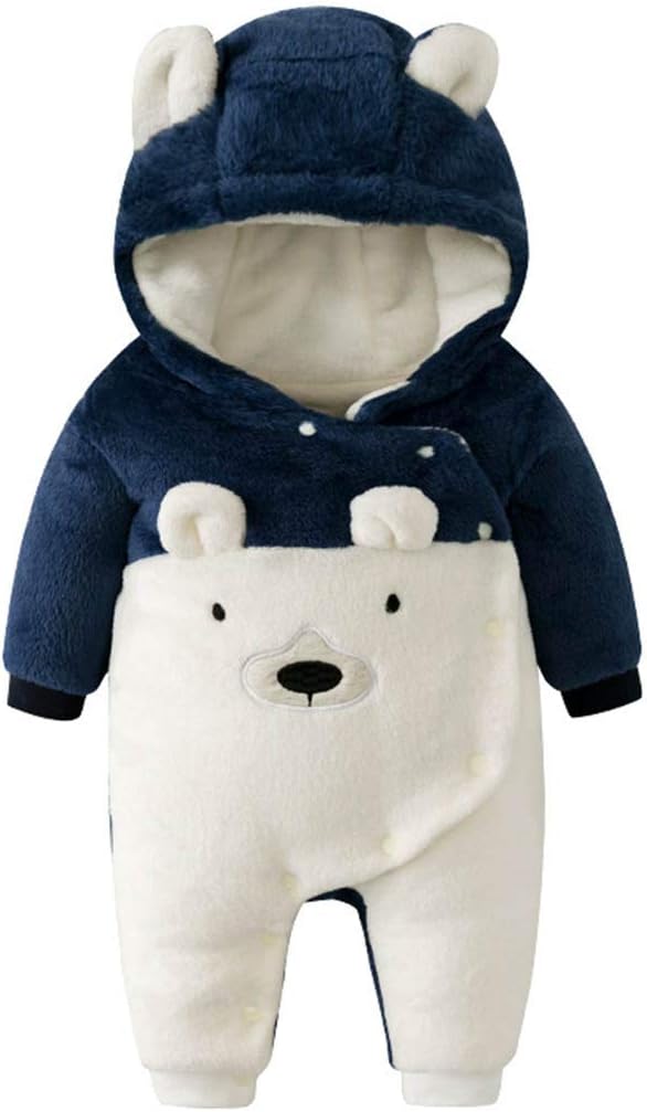 Fairy Baby Newborn Baby Snowsuit Bear Suit Romper Winter Warm Coat Infant Fleece Footie Jumpsuit for Girls Boys 0-18M