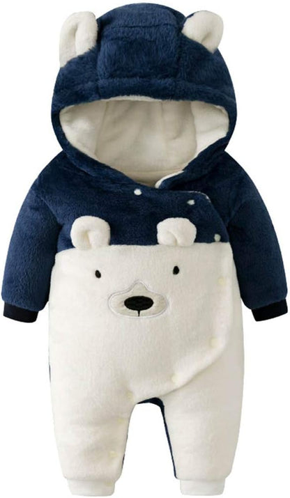 Fairy Baby Newborn Baby Snowsuit Bear Suit Romper Winter Warm Coat Infant Fleece Footie Jumpsuit for Girls Boys 0-18M