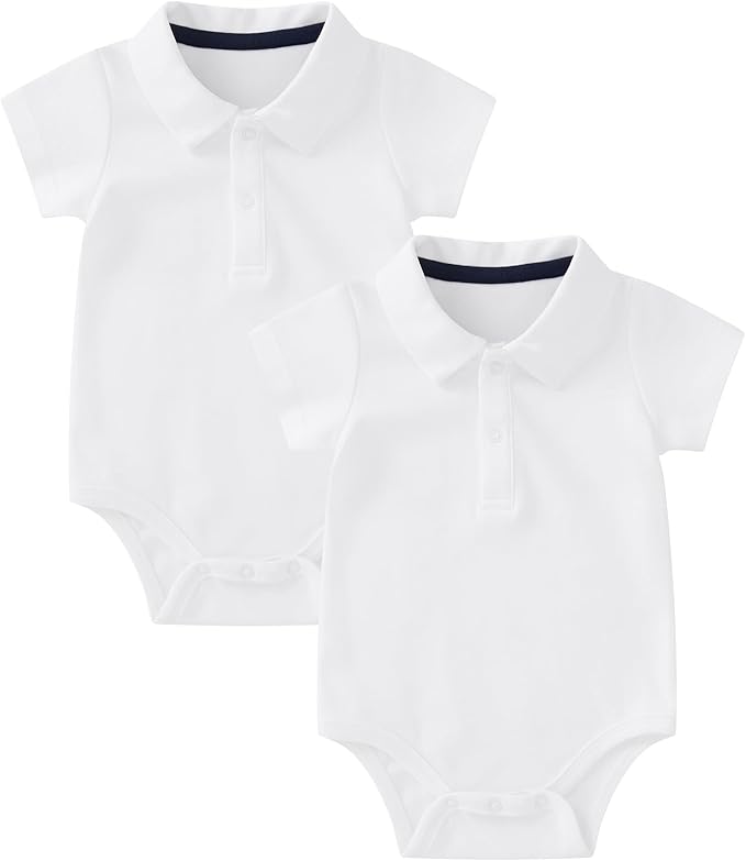 pureborn Baby Romper Bodysuits 2-Pack Unisex Soft Cotton One-Piece Outfit for Infant Boys Girls 0-24 Months