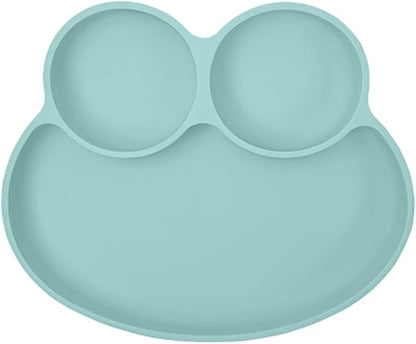 Abiie Octopod Frog Silicone Plates with Suction - Spill Proof, Easy to Clean - BPA-Free Bowl - Suction Plates for Baby and Toddler - Training & Feeding Divided Grip Dish (Baby Blue)