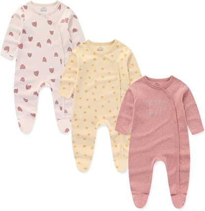 Kiddiezoom Baby Cotton Footed One-Piece Romper Multiple color combinations Jumpsuit Set For Newborn baby Pajamas