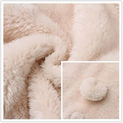 CAHL&FAUO Newborn Snowsuit Baby Cartoon Bear Onesie Warm Fleece Hooded Romper Jumpsuit