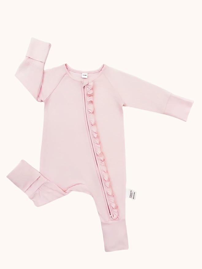 Bow Dream Bamboo Rayon Baby Boy Romper Footed Long Sleeve Footies Newborn Girl Clothes Footless with Zipper and Mitten Cuffs