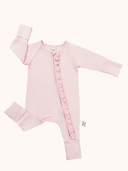 Bow Dream Bamboo Rayon Baby Boy Romper Footed Long Sleeve Footies Newborn Girl Clothes Footless with Zipper and Mitten Cuffs