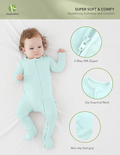 Baby Footie Romper Pajamas Unisex Newborn Infant Pjs Soft Rompers Viscose from Bamboo Sleepwear