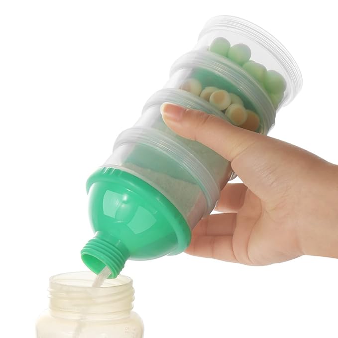 Accmor Formula Dispenser On The Go, 4 Compartments Stackable Formula Container for Travel, Baby Milk Powder Kids Snack Container, BPA Free ﻿