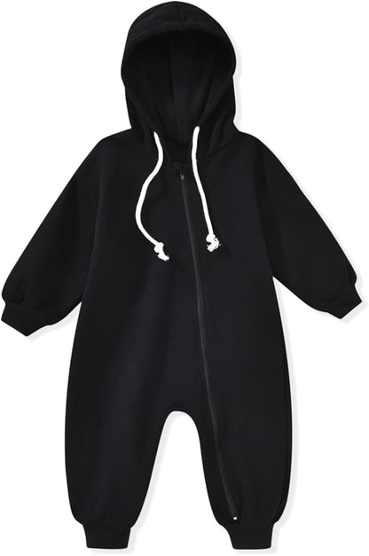 Unutiylo Unisex Baby Boys Girls Long Sleeve Infant Baby Zipper Hooded Jumpsuits Romper Loose Outfit Clothes
