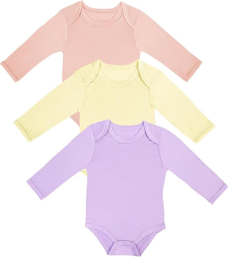 Rayon of Bamboo Baby Bodysuit, Long Sleeve Bodysuits for Boys Girls Infant Soft Clothes 0-24 Months