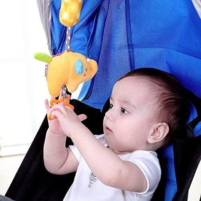 4 Packs Baby Stroller Toys Car Seat Hanging Bell For Boys Girls,Adorable Animal Infant Play Music Crib Toy Carseat Rattles Educational Toys,Kids Hand Bell Puppet With Cute Wind Chime And Squeak