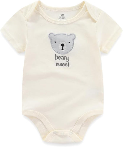 Unisex Baby Cotton Bodysuits 4-pack Short Sleeve Newborn Clothes