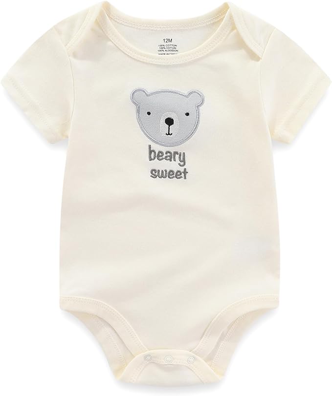 Unisex Baby Cotton Bodysuits 4-pack Short Sleeve Newborn Clothes