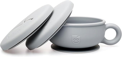 TalkTools Itsy Bowl with Locking Lid - Platinum grade silicone with Volume Lines, Curved Walls for Easy Scooping - for Babies, Toddlers, Children, and Elderly - Snack Cup Lid Accessory (Sage)