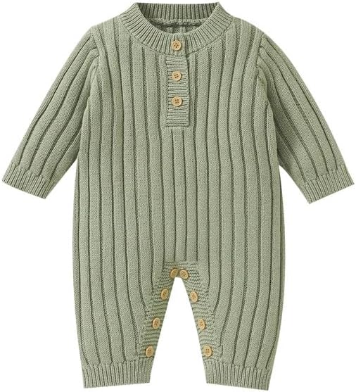 Neiwech Baby Boy Girl Romper Newborn Infant Knit Striped Solid Long Sleeve One Piece Jumpsuit Clothes