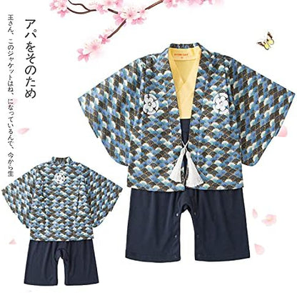Baby Boy Kimono Romper Suit Japanese Costumes Infant Cotton Samurai Outfits