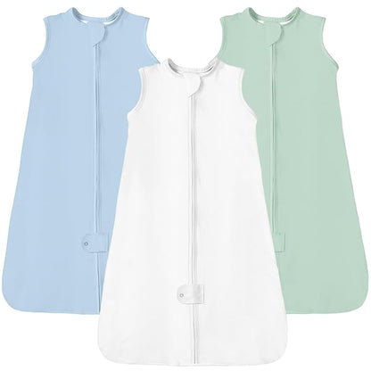 TotAha Sleep Sack 6-12-15 Months 3-Pack,Stretchy,Buttery Soft Swaddle Transition Sleeping Bag,Light Baby Wearable Blanket with 2-Way Safe Zippers for Boys and Girls, 0.5 TOG