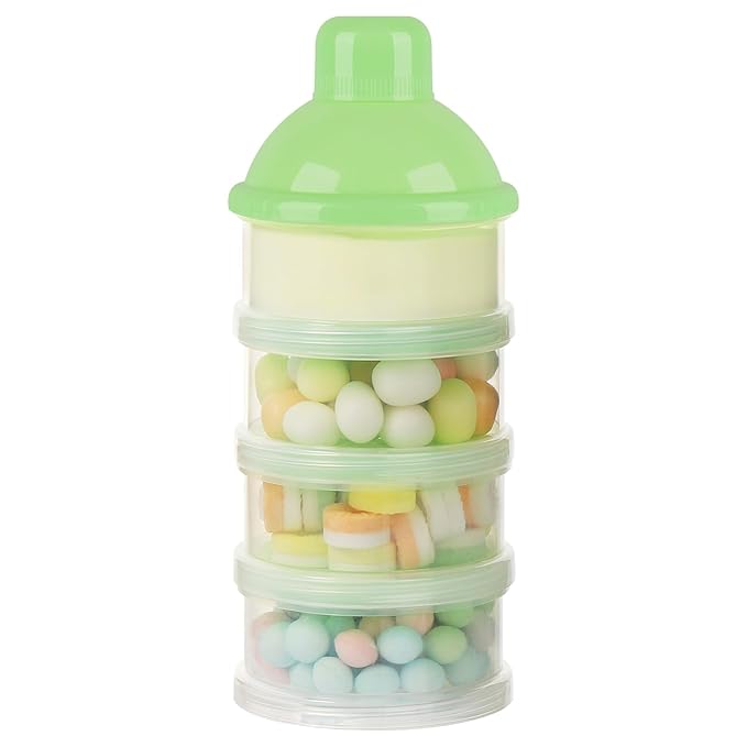 Accmor Formula Dispenser On The Go, 4 Compartments Stackable Formula Container for Travel, Baby Milk Powder Kids Snack Container, BPA Free ﻿