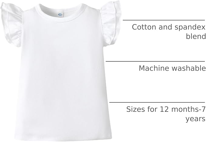 12M-14Y Toddler Baby Girls T Shirt Solid Color Blouse Ruffle Top Cotton Casual Tees Plain Shirt