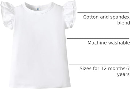 12M-14Y Toddler Baby Girls T Shirt Solid Color Blouse Ruffle Top Cotton Casual Tees Plain Shirt