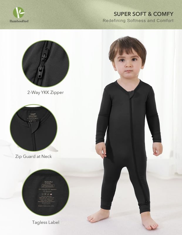 Baby Zippered Rompers Newborn Pajamas Sleepers Long Sleeve Jumpsuits Infant Zipper Romper-Viscose from Bamboo