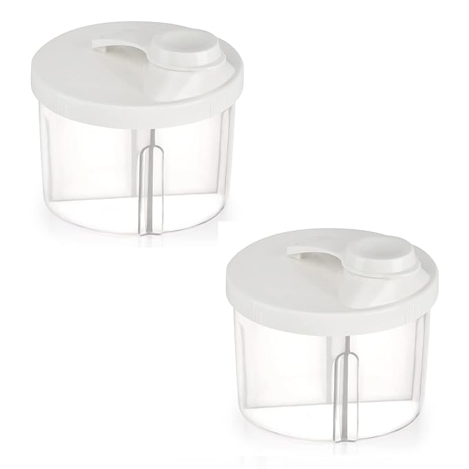 Accmor Baby Formula Dispenser On The Go, Non-Spill Rotating Four-Compartment Formula Container to Go, Milk Powder Kids Snack Container for Infant Toddler Travel Outdoor, White, 2 Pack