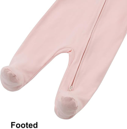 Aablexema Baby Organic Cotton Footed Pajamas Zip Up Preemie Newborn One Piece Long Sleeve Onesie Pjs