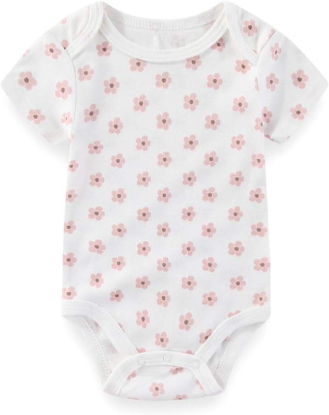 Baby Boy Girl Bodysuit 5 Pack Cotton Short Sleeve Romper Soft Baby Clothes Outfit 0-12 Month