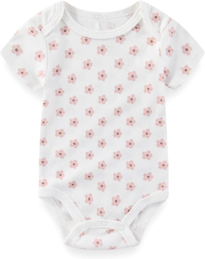 Baby Boy Girl Bodysuit 5 Pack Cotton Short Sleeve Romper Soft Baby Clothes Outfit 0-12 Month