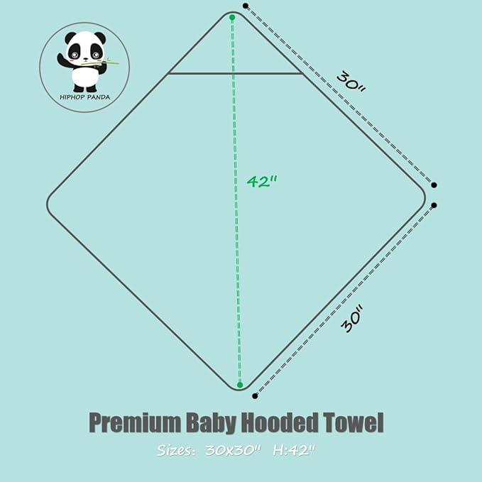 HIPHOP PANDA Hooded Towel - Rayon Made from Bamboo, Bath Towel with Bear Ears for Newborn, Babie, Toddler, Infant - Absorbent Large Baby Towel - Blue Elephant, 30 x 30 Inch