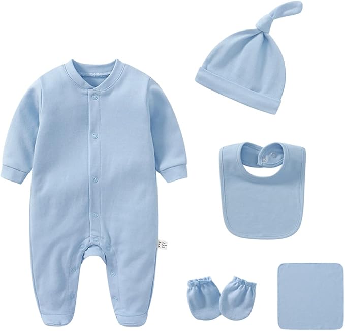 Baby Unisex Baby Cotton Layette Set Gift for Baby Boys Girls Accessories Set Newborn Essentials 0-12 Months