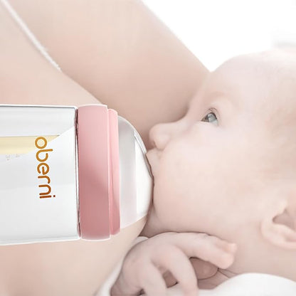 PP Baby Bottles, Anti Colic Breastfeeding Bottles with Natural Response Nipples, Wide Neck Slow Flow Baby Bottle for Babies, Newborn,0-6 Months, BPA Free-Off-Centered Nipple (5 Ounce, Blue, PP)