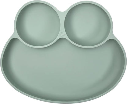 Abiie Octopod Frog Silicone Plates with Suction - Spill Proof, Easy to Clean - BPA-Free Bowl - Suction Plates for Baby and Toddler - Training & Feeding Divided Grip Dish (Sage Green)