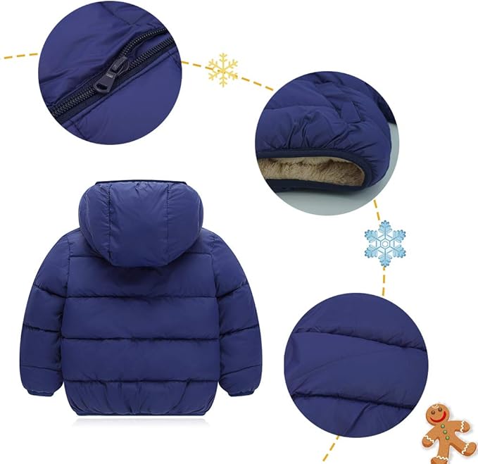 Happy Cherry Kids Boy's Girls Winter Coat Fleece Lined Thick Down Coats Puffy Jackets with Hood