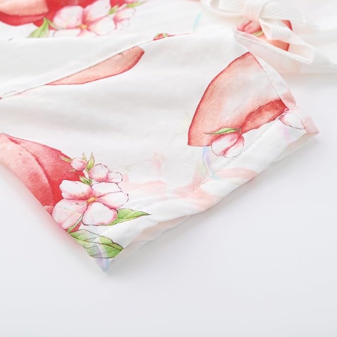 BINIDUCKLING Baby Kimono Style Wrap Over Bodysuit Soft Muslin Fabric Graphic Print