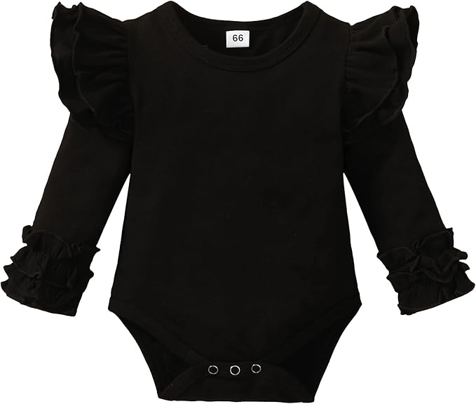 Baby Girl Solid Color Romper Infant Ruffle Sleeve Bodysuit One Piece Outfit Toddler Jumpsuit clothes