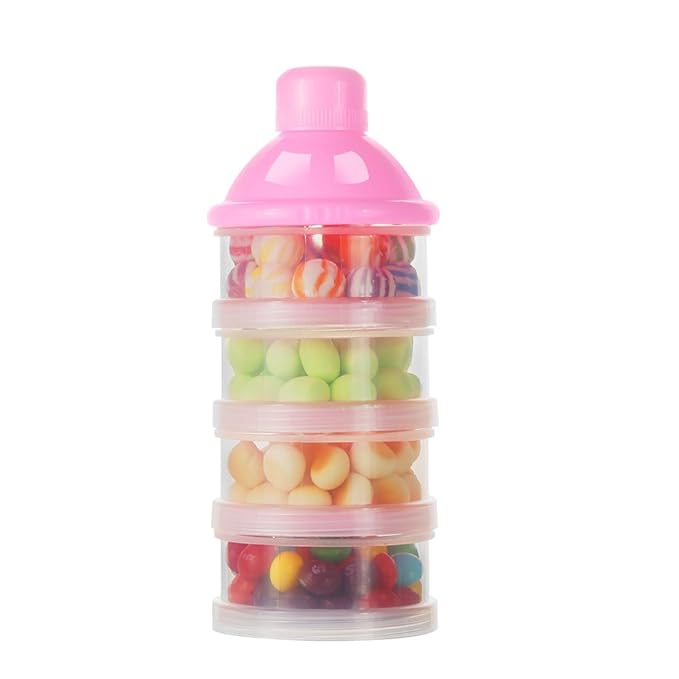 Accmor Formula Dispenser On The Go, 4 Compartments Stackable Formula Container for Travel, Baby Milk Powder Kids Snack Container, BPA Free ﻿