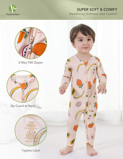 Baby Zippered Rompers Newborn Pajamas Sleepers Long Sleeve Jumpsuits Infant Zipper Romper-Viscose from Bamboo